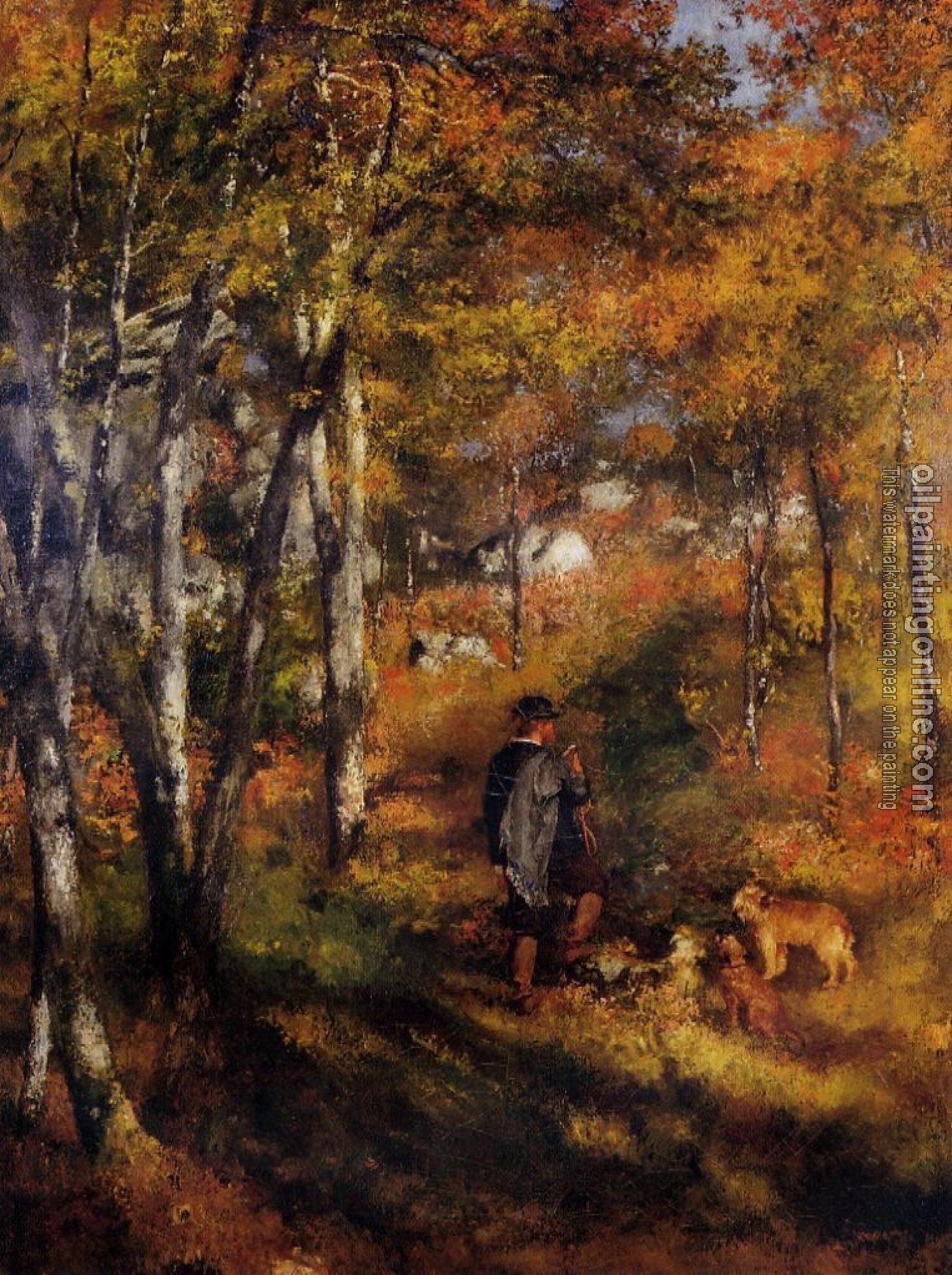 Renoir, Pierre Auguste - Jules Le Coeur Walking His Dogs in the Forest of Fontaineble
